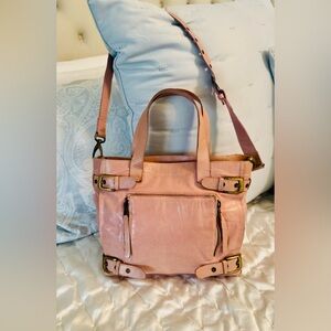 Aaneta Blush Pink Shoulder Tote Bag with Gorgeous Detail /Hardware Vintage Boho